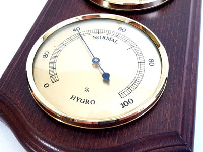 Fischer vejrstation - barometer hygrometer termometer - messing træ - 9176-22