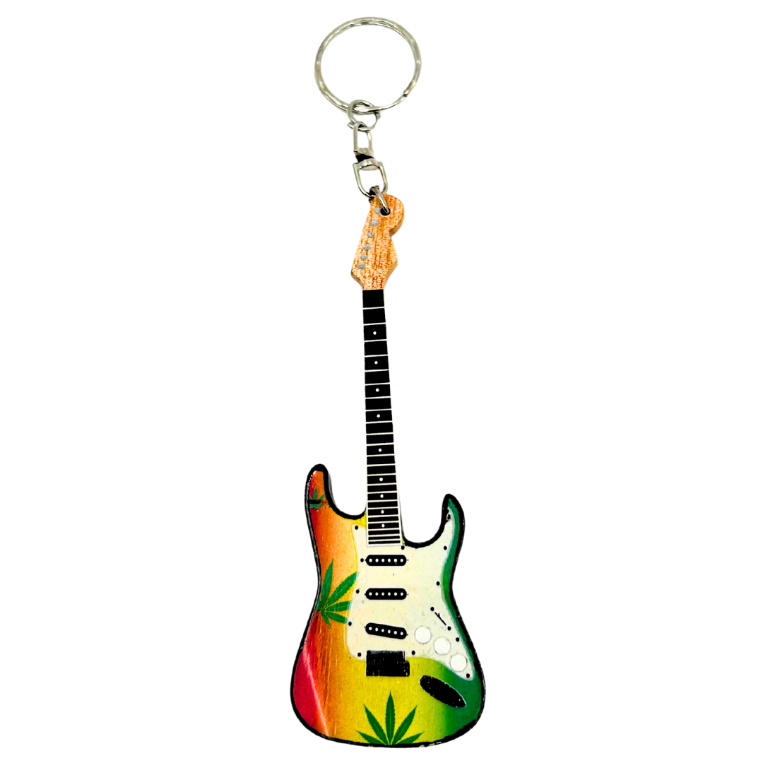 Nøglering guitar i stil med Bob Marley, reggae-gadget - EGK-0641