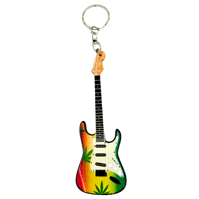 Nøglering guitar i stil med Bob Marley, reggae-gadget - EGK-0641