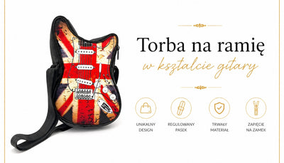 Skuldertaske formet som en guitar – britisk flag – Gave til musikfan - RBG-008