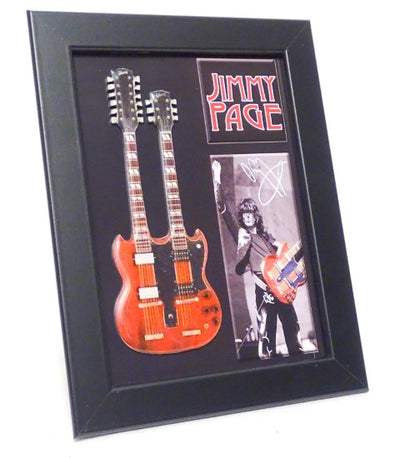 Mini-guitar i Jimmy Page double neck-stil i ramme FMG-011