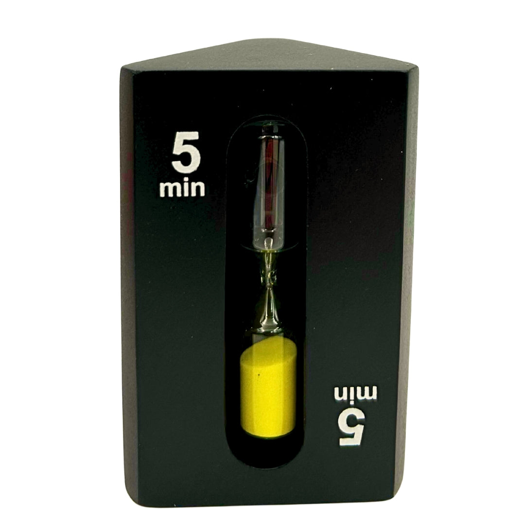 Timeglas 1-3-5 minutter tresidet sort - ideelt til brætspil - STW6