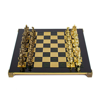 Eksklusive metalskakbrikker – Messingskakbræt 44 x 44cm – Middelalder – S12CBLU