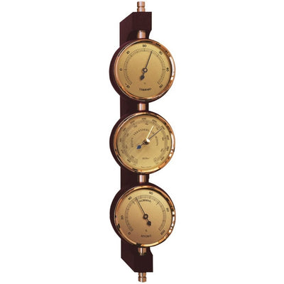 Eksklusiv vejrstation Fischer - barometer, hygrometer, termometer - messing, mahogni – 7894-22