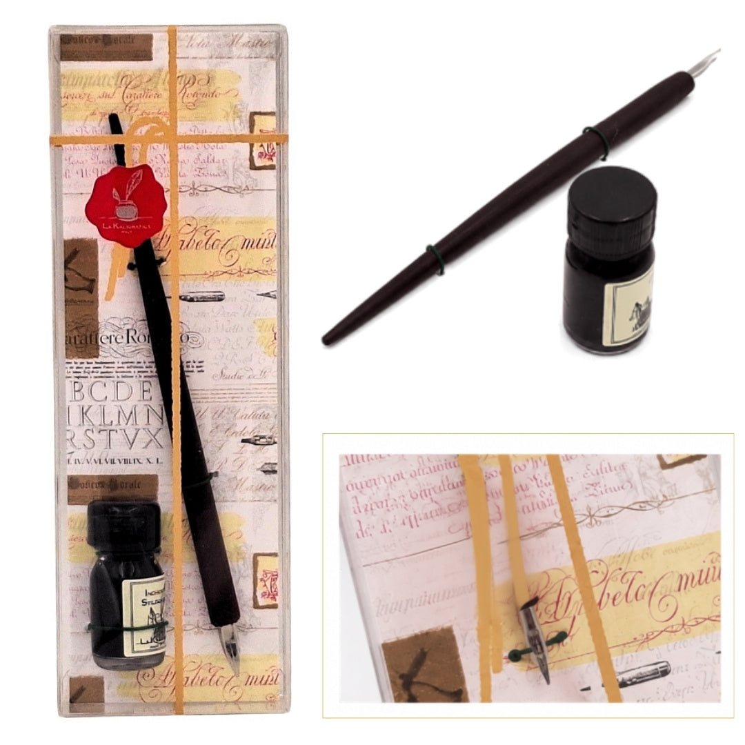 Kalligrafisæt - pen med pennefjeder + blæk – 708