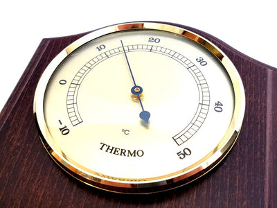 Fischer vejrstation - barometer hygrometer termometer - messing træ - 9176-22