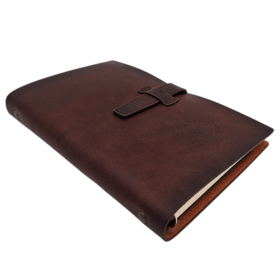 Elegant A6-lædernotesbog, retro vintage med lukning – dagbog – EE3
