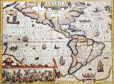 Kort over Amerika 1628 - J. Hondius reprint - M1628