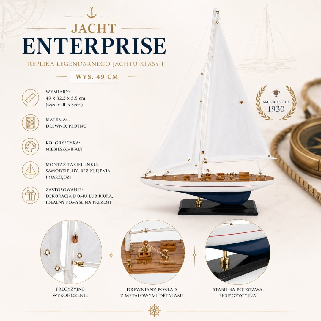 Yacht Enterprise 49 cm - træmodel - ENT49