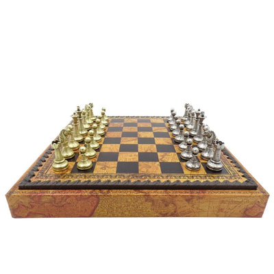 Eksklusivt skakspil i metal Italfama 28x28 cm – N035