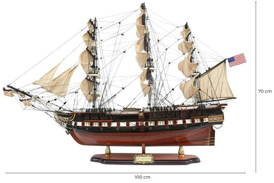 Eksklusiv stor model af sejlskibet USS Constitution 100cm med mulighed for personlig gravering