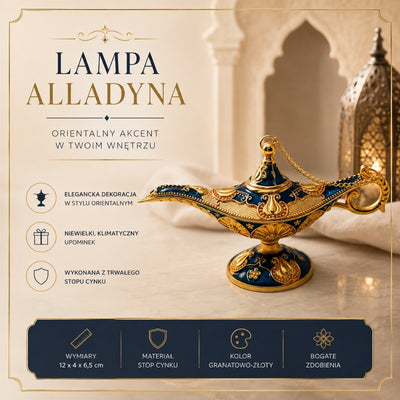 Dekorativ Alladin-lampe i metal, marineblå-guld 12cm - LAB12