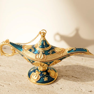 Dekorativ Alladin-lampe i metal, marineblå-guld 12cm - LAB12