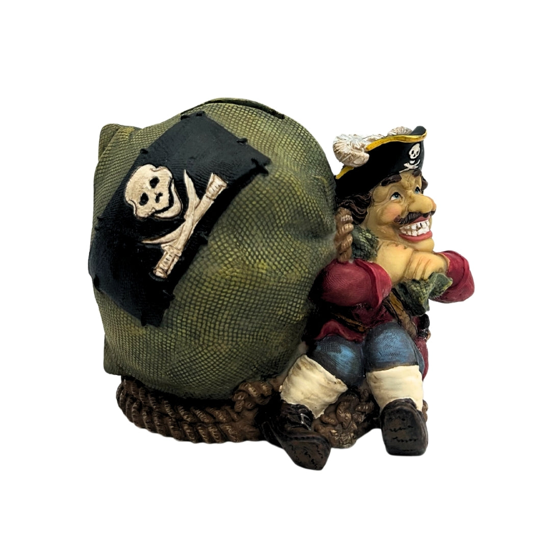 Dekorativ sparegris, pirat med skat, 14 cm - CE03852