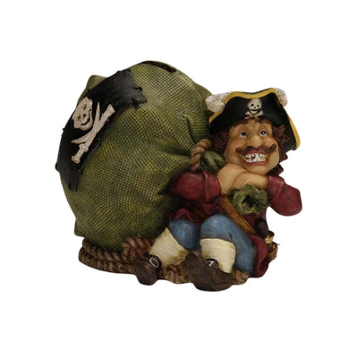 Dekorativ sparegris, pirat med skat, 14 cm - CE03852