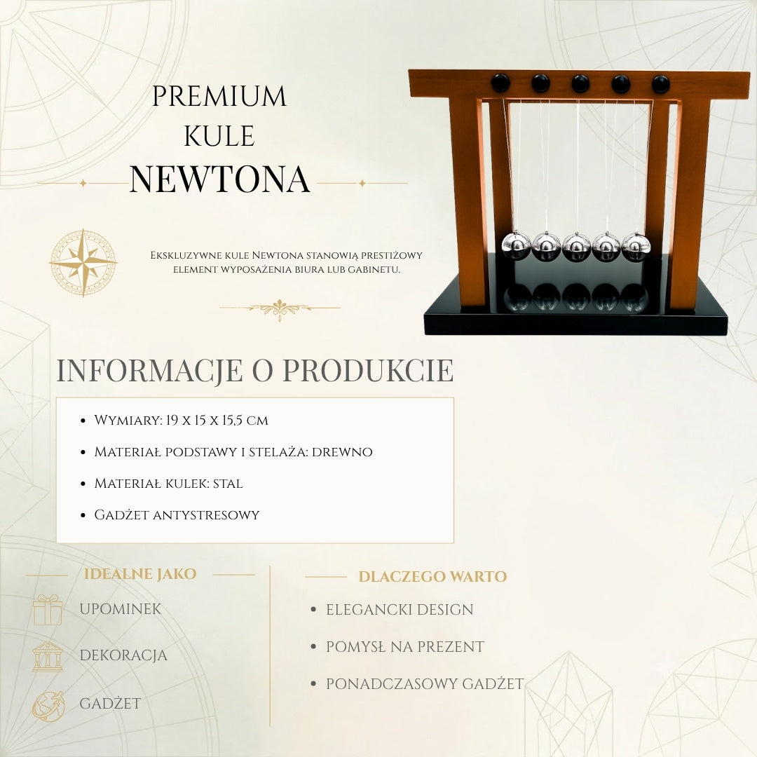 Elegante premium Newton-kugler, store, på træbase - YG1300F