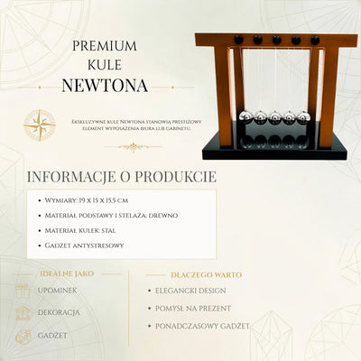 Elegante premium Newton-kugler, store, på træbase - YG1300F