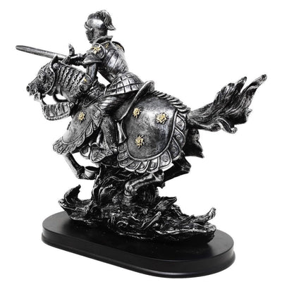 Figur af ridder på hest 31cm – håndmalet polyresin – MC-23152