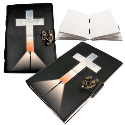 Lædernotesbog, religiøst kors - 200 sider - AH15