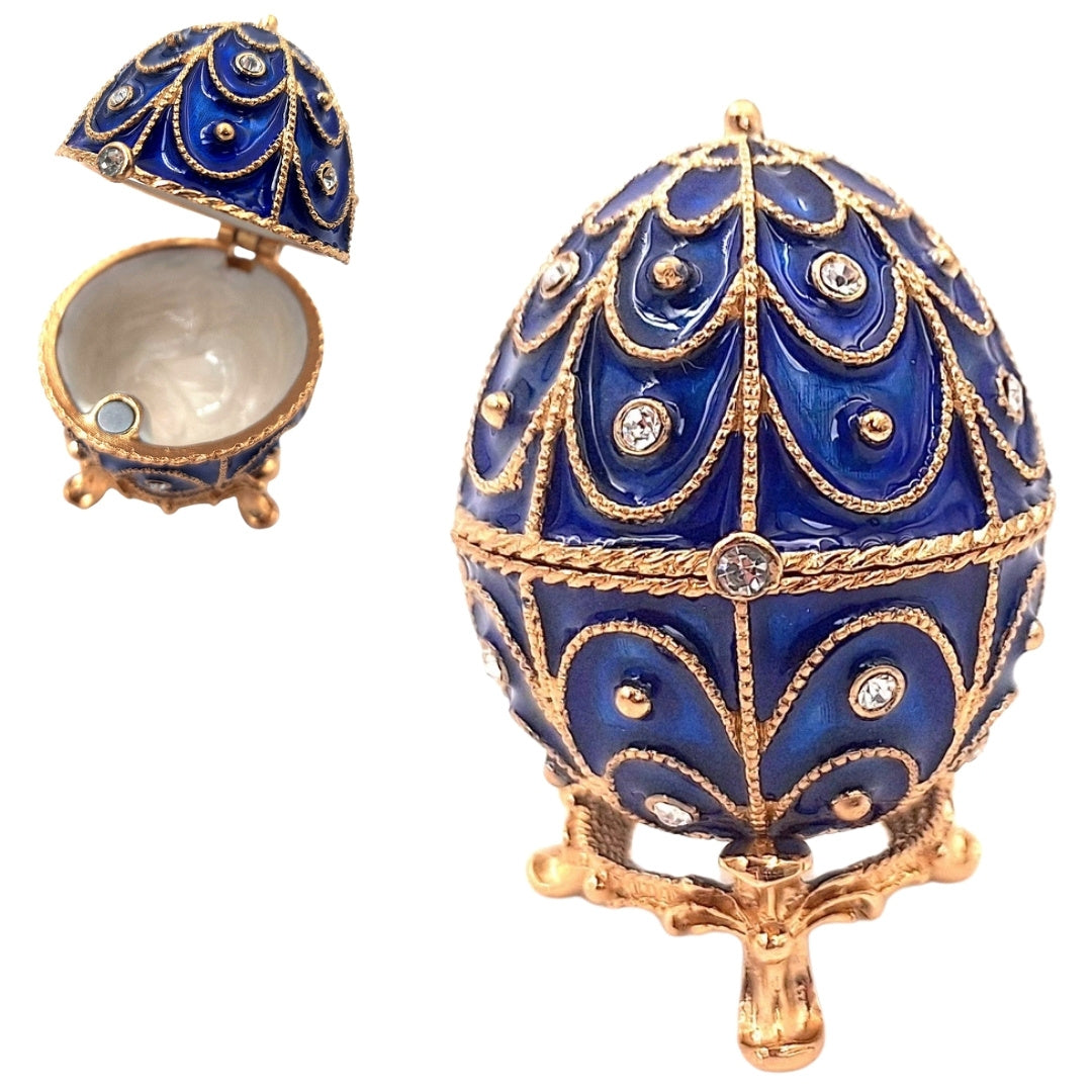 Eksklusivt metalskrin med krystaller - Fabergéæg - B0748-17 BL