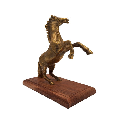 Hest - aluminiumsfigur på træfod - NI9537