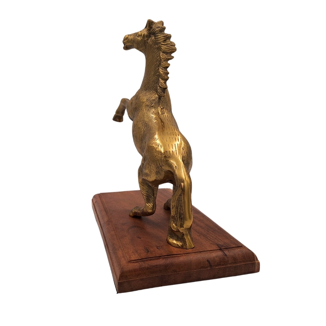 Hest - aluminiumsfigur på træfod - NI9537