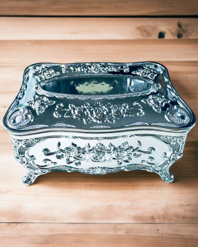 Elegant æske til servietter med præget blomster - Servietbeholder