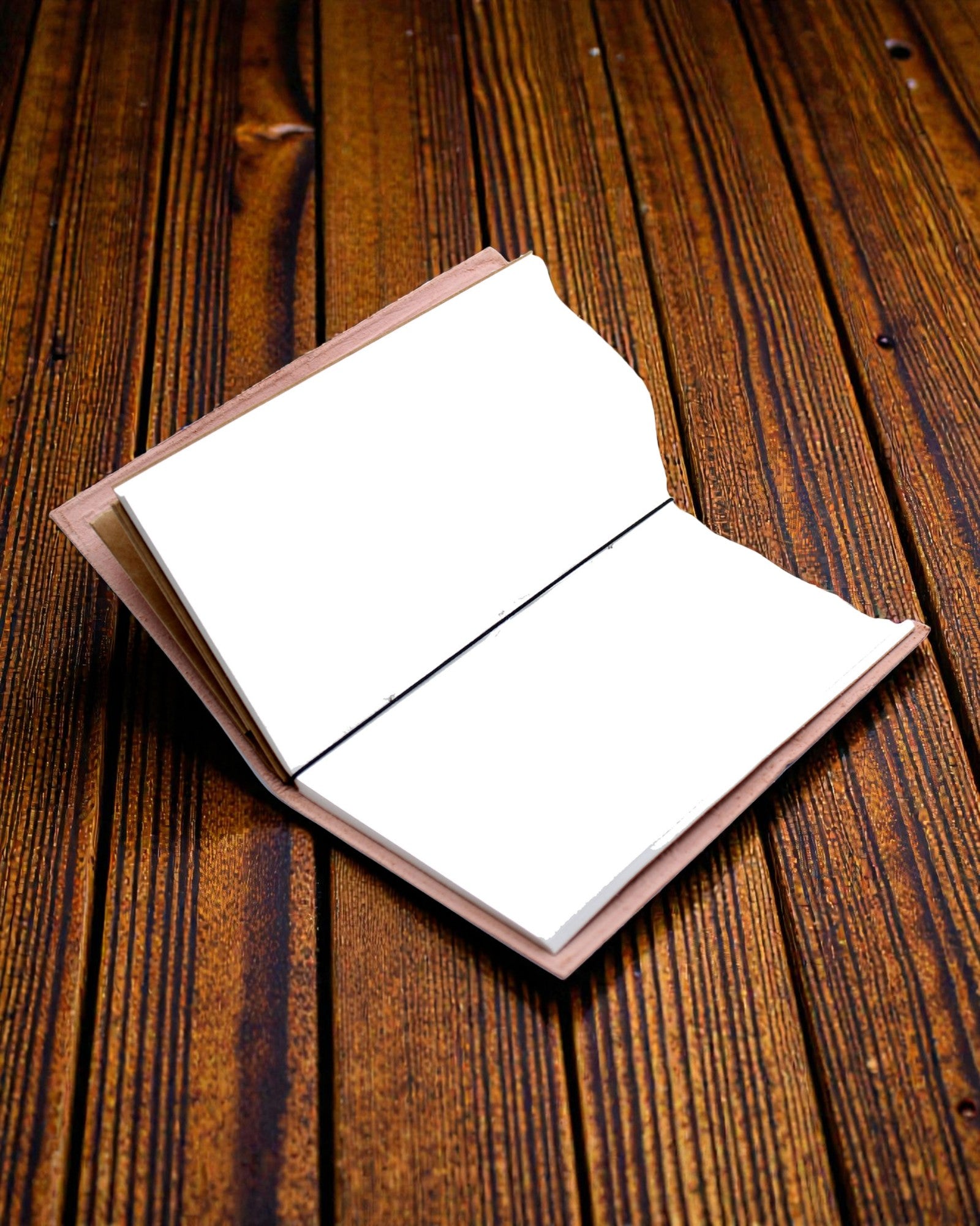 Dagbog til livets ønskeliste – håndlavet lædernotesbog, brun, 22 × 12 × 1,5 cm, 80 sider