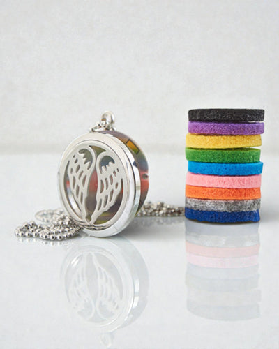 Aromalife Angelic Wings halskæde – Duftmedaljon Englevinger 30 mm