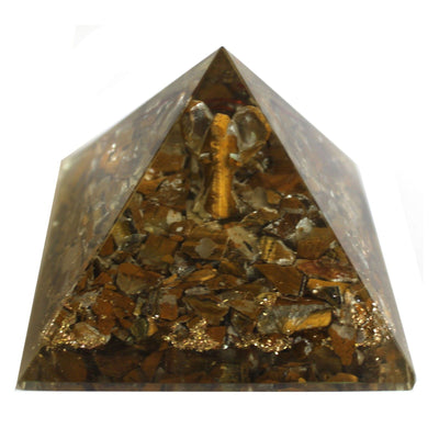 Magisk Orgonit Pyramide 70 mm - Engel med Esoteriske Genstande, Grønligt Indre og Håndlavet Finish