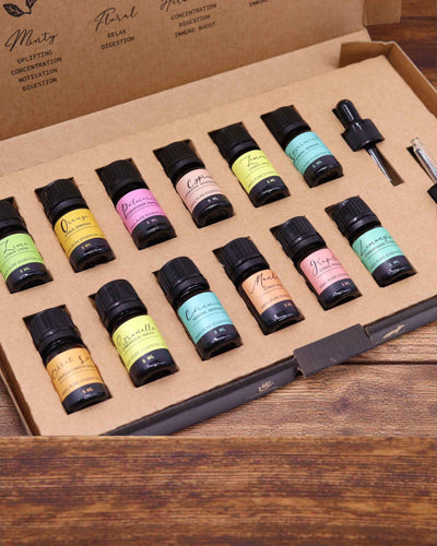 Letnia Energia Natury – luksuriøst sæt med 12 æteriske olier, 5 ml, med pipetter