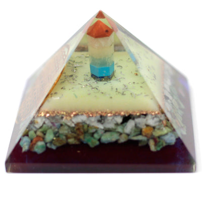 Stor Orgonit Pyramide 70mm med Livets Blomst Symbol