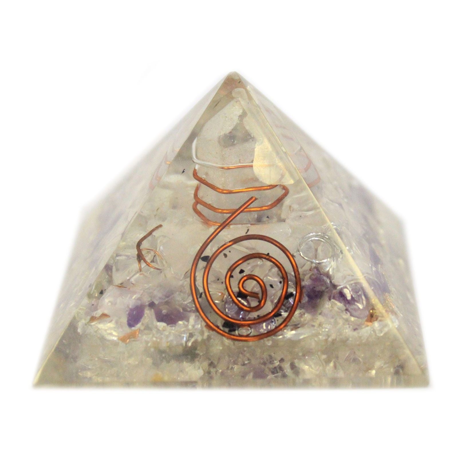 Magisk Orgonit Pyramide 55mm med Ædelsten og Kobber