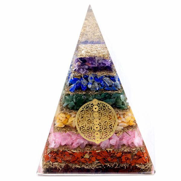 Orgonitpyramide Syv Chakras og Livets Blomst