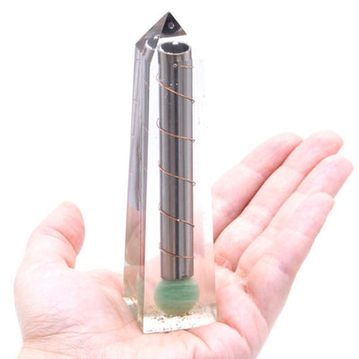 Orgonit kraftobelisk med grøn aventurin