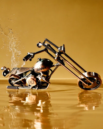 Håndlavet motorcykelmodel af jern, Chopper, personalisering, gravering til gave