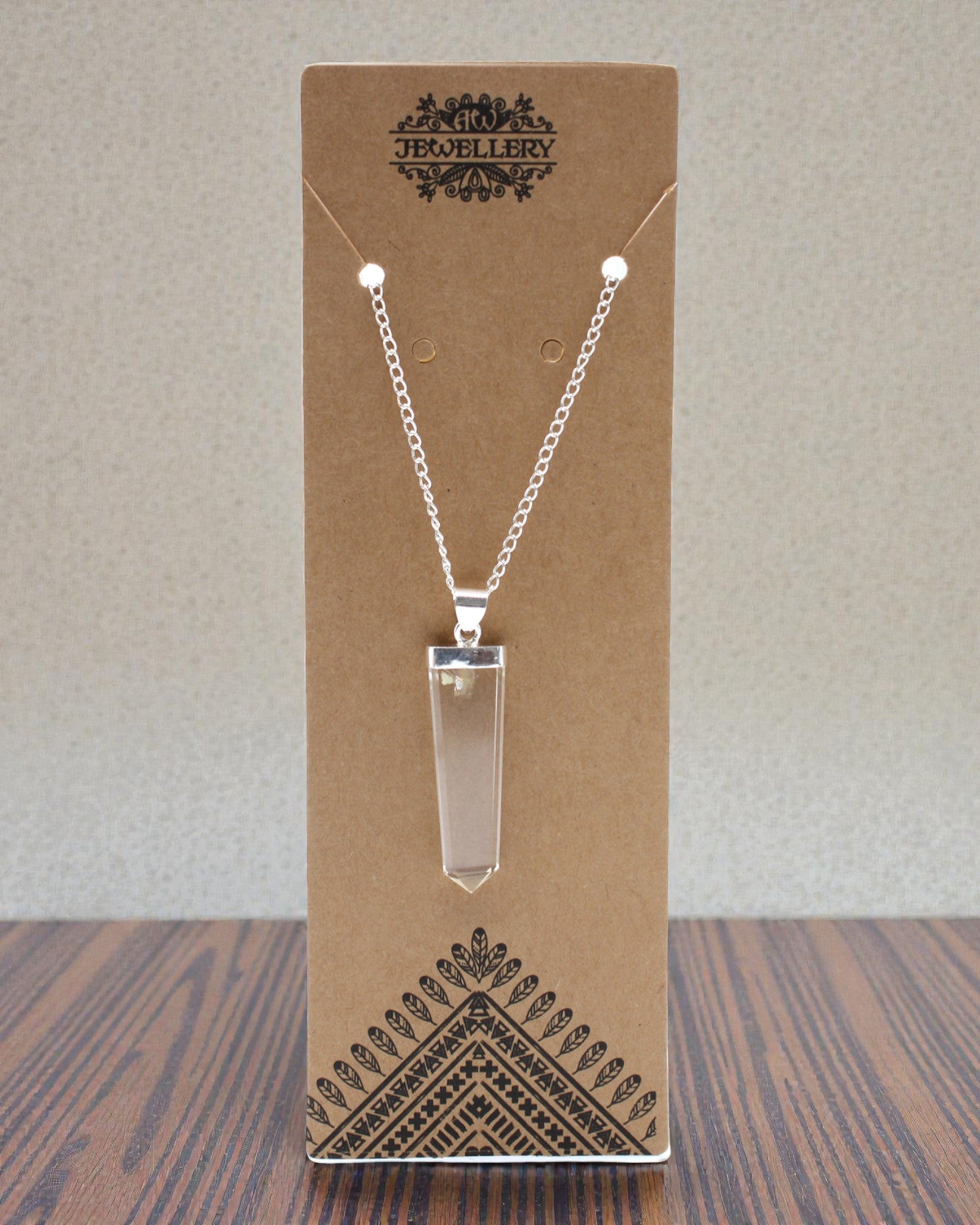 Krystalstråle – Fladt vedhæng i bjergkrystal med krystalslibning