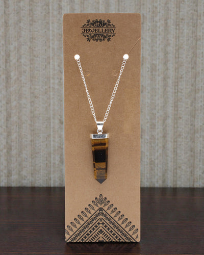 Tiger Flame – Fladt vedhæng af tigerøje i krystalslibning