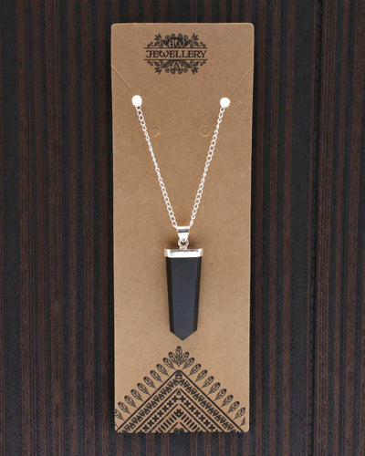 Obsidian Ray – Fladt vedhæng af sort agat med krystalslibning