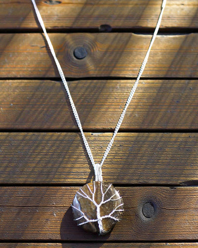 Ædelstenshalskæde med Livets Træ – tigerøje