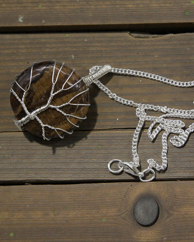 Ædelstenshalskæde med Livets Træ – tigerøje