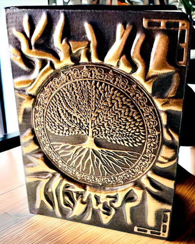 Vintage Dagbog "Livets Træ" A6 - Elegant Præget Omslag af Kunstlæder, 100 Sider