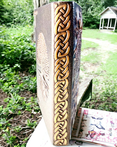 Vintage Dagbog "Livets Træ" A6 - Elegant Præget Omslag af Kunstlæder, 100 Sider