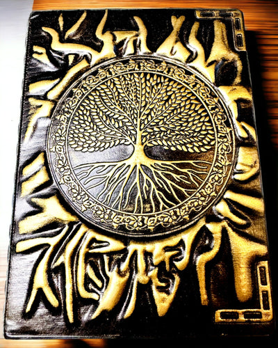 Vintage Dagbog "Livets Træ" A6 - Elegant Præget Omslag af Kunstlæder, 100 Sider