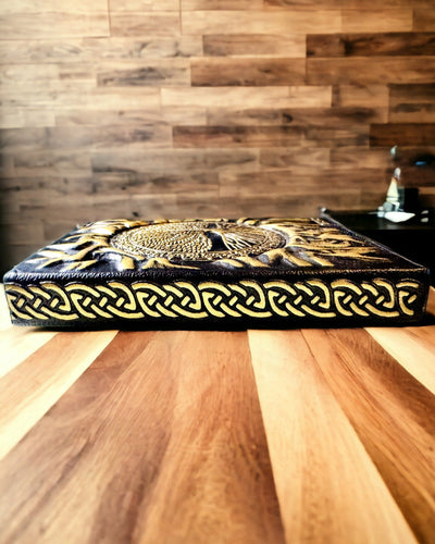 Vintage Dagbog "Livets Træ" A6 - Elegant Præget Omslag af Kunstlæder, 100 Sider