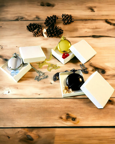 Klassisk Mekanisk Lommeur med Dobbelt Dæksel – Manuel, Sort, personalisering med gravering