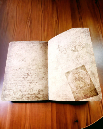 Vintage brun notesbog med dekorativt omslag i retro stil – Opdagelsesrejsendes notesbog – Brun, Vintage