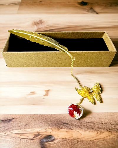 Kreativ Metal Bogmærke Retro Bogmærke Vintage - Fjer og Sommerfugl i Barokstil