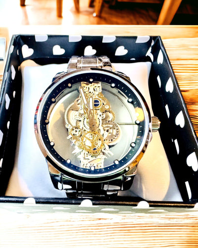 Elegant Herreur Kvarts - Transparent Mekanisme og Sporty Elegance