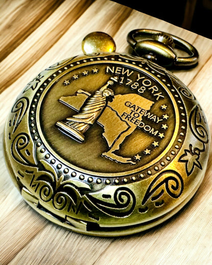 Lomme Kompass Retro med New York Motiv – Multifunktionel, Elegant Kompas med Statue of Liberty Billede